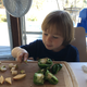 Neither a dull knife nor a dirty face will deter him.